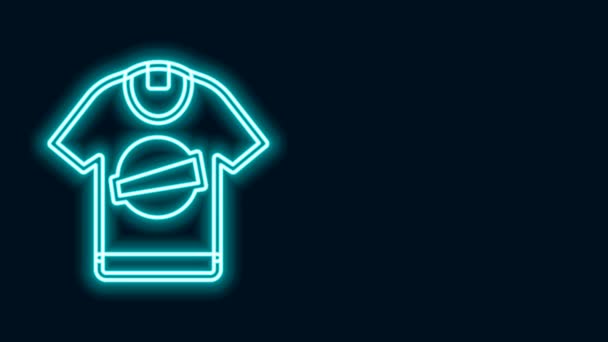 Gloeiende neon lijn T-shirt pictogram geïsoleerd op zwarte achtergrond. 4K Video motion grafische animatie — Stockvideo