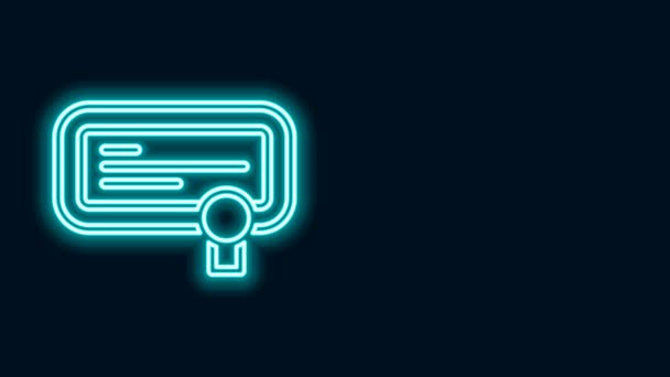 Leuchtende Neon-Linie Zertifikatsvorlage Symbol isoliert auf schwarzem Hintergrund. Leistung, Auszeichnung, Abschluss, Stipendium, Diplomkonzepte. 4K Video Motion Grafik Animation — Stockvideo