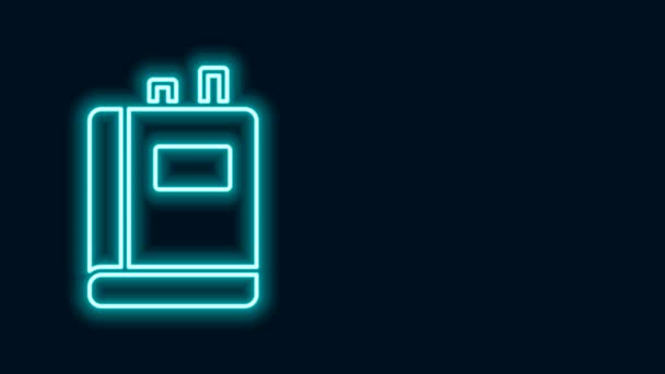 Glowing neon line Book icon isolated on black background. 4K Video motion graphic animation — Stock Video