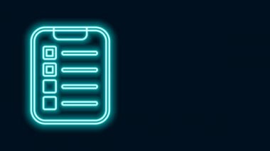 Siyah arkaplanda izole edilmiş parlayan neon çizgisi ya da planlama simgesi yapmak için. 4K Video hareketli grafik canlandırması