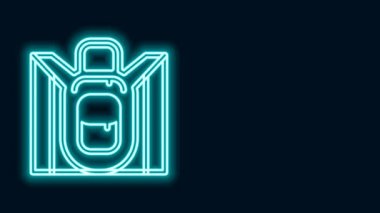 Parlayan neon çizgisi Yürüyüş sırt çantası simgesi siyah arkaplanda izole edildi. Kamp ve dağ gezisi sırt çantası. 4K Video hareketli grafik canlandırması