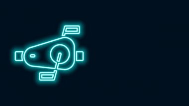 Parlayan neon çizgisi bisiklet pedalları simgesi siyah arkaplanda izole edildi. 4K Video hareketli grafik canlandırması