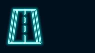 Parlayan neon hattı siyah arka planda izole edilmiş bisiklet şeridi ikonu üzerinde özel bisiklet yolculuğu. 4K Video hareketli grafik canlandırması