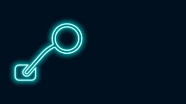 Parlayan neon çizgisi dikiz aynası ikonu siyah arkaplanda izole edildi. 4K Video hareketli grafik canlandırması