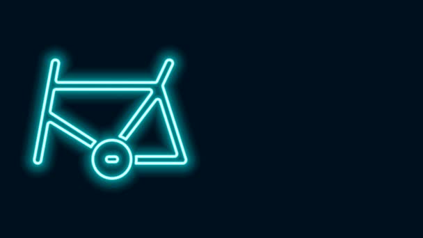 Glowing neon line Bicycle frame icon isolated on black background. 4K Video motion graphic animation — Stock Video