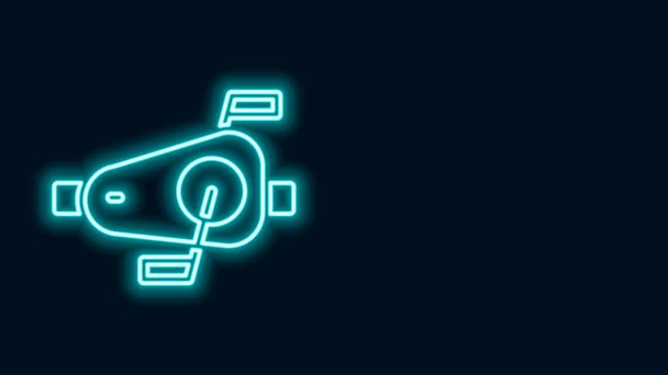 Glødende neon linje Cykel pedaler ikon isoleret på sort baggrund. 4K Video bevægelse grafisk animation – Stock-video