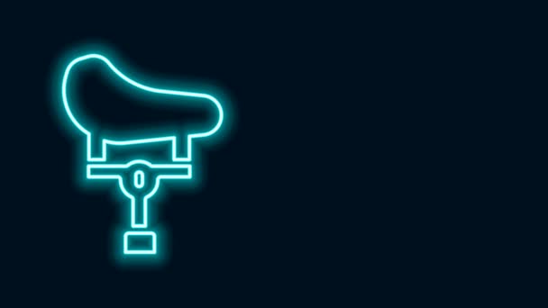 Glowing neon line Bicycle seat icon isolated on black background. Bicycle saddle. 4K Video motion graphic animation — Stock Video