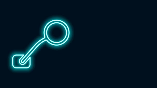 Glowing neon line Sepeda tampilan belakang ikon cermin terisolasi di latar belakang hitam. Animasi grafis gerak Video 4K — Stok Video