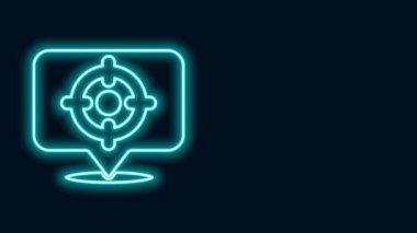 Parlayan neon hattı hedef spor simgesi siyah arkaplanda izole edildi. Atış mesafesi ya da atış mesafesi için sayıları olan temiz bir hedef. 4K Video hareketli grafik canlandırması