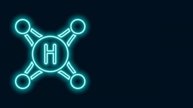 Parlayan neon hattı su musluğu simgesi siyah arkaplanda izole edildi. 4K Video hareketli grafik canlandırması