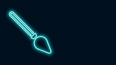 Parlayan neon hattı süpürge sapı simgesi siyah arkaplanda izole edildi. Temizlik hizmeti konsepti. 4K Video hareketli grafik canlandırması