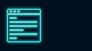 Parlayan neon hattı Bilgisayar api arayüzü simgesi siyah arkaplanda izole edildi. Uygulama programlama arayüzü API teknolojisi. Yazılım entegrasyonu 4K Video hareketli grafik canlandırması