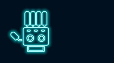 Parlayan neon çizgisi mekanik robot el simgesi siyah arkaplanda izole edildi. Robot kol sembolü. Teknolojik konsept. 4K Video hareketli grafik canlandırması