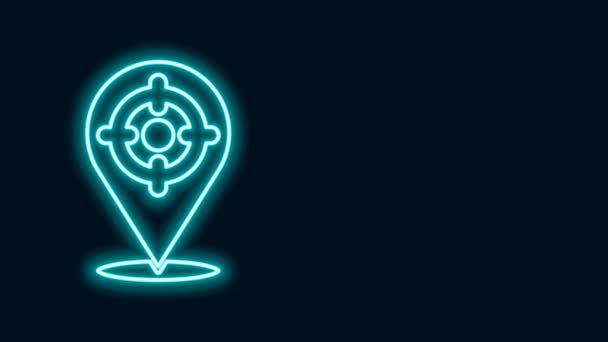 Glowing neon line Target sport icon isolated on black background. Clean target with numbers for shooting range or shooting. 4K Video motion graphic animation — Stock Video