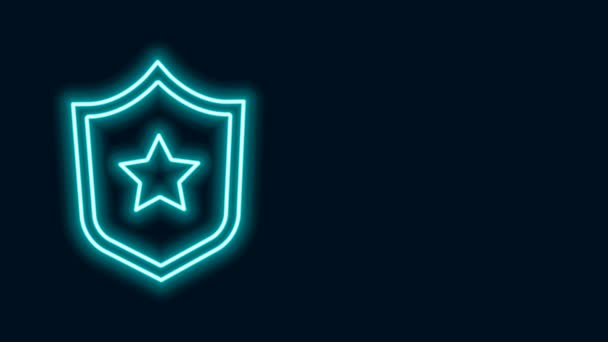 Glowing neon line Military reward medal icon isolated on black background. Army sign. 4K Video motion graphic animation — Stock Video