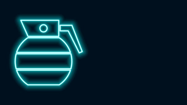 Glowing neon line Hand grenade icon isolated on black background. Bomb explosion. 4K Video motion graphic animation — Stock Video