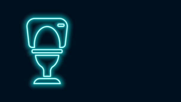 Gloeiende neon lijn toiletpot pictogram geïsoleerd op zwarte achtergrond. 4K Video motion grafische animatie — Stockvideo