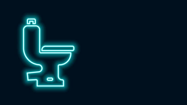 Glowing neon line Toilet bowl icon isolated on black background. Animasi grafis gerak Video 4K — Stok Video