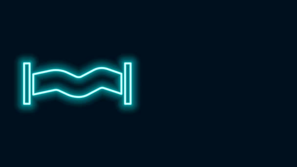 Linea neon incandescente Icona del tubo metallico industriale isolata su sfondo nero. Parti di tubazioni idrauliche di forme diverse. Animazione grafica 4K Video motion — Video Stock
