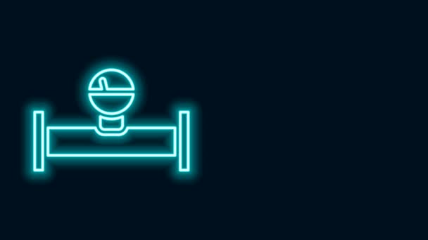 Leuchtende Neon-Linie Industrie-Metallrohr und Manometer-Symbol isoliert auf schwarzem Hintergrund. 4K Video Motion Grafik Animation — Stockvideo