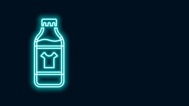 发亮的霓虹灯线塑料瓶，用于洗衣粉、漂白剂、洗涤剂或其他用黑色背景隔离的清洁剂图标。4K视频运动图形动画 — 图库视频影像