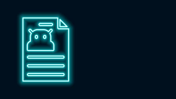 Glowing baris neon Spesifikasi teknis ikon terisolasi di latar belakang hitam. Daftar cek dukungan teknis, solusi kerja tim, manajemen proyek, peningkatan perangkat lunak. Animasi grafis gerak Video 4K — Stok Video