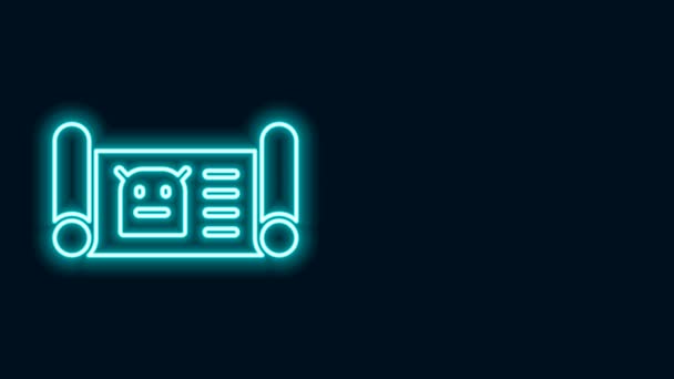 Glowing neon line Robot cetak biru ikon terisolasi di latar belakang hitam. Animasi grafis gerak Video 4K — Stok Video