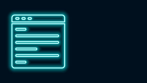 Parlayan neon hattı Bilgisayar api arayüzü simgesi siyah arkaplanda izole edildi. Uygulama programlama arayüzü API teknolojisi. Yazılım entegrasyonu 4K Video hareketli grafik canlandırması — Stok video
