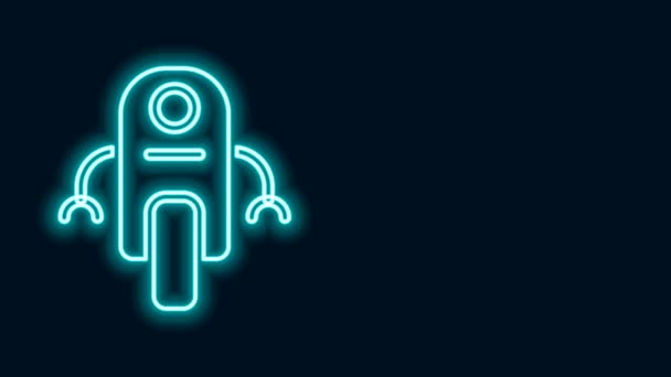 Glowing neon line Robot ikon terisolasi pada latar belakang hitam. Kecerdasan buatan, pembelajaran mesin, komputasi awan. Animasi grafis gerak Video 4K — Stok Video