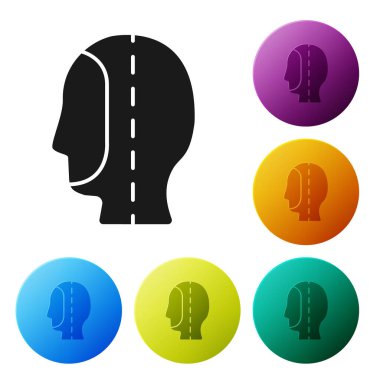 Siyah Dalış başlığı simgesi beyaz arkaplanda izole edildi. Zıpkınla balık avlama şapkası. Su altı ekipmanları. Simgeleri renk daire düğmelerine ayarla. Vektör.