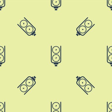 Mavi Ölçek simgesi sarı arkaplanda izole edilmiş pürüzsüz desen. Memnuniyet, sıcaklık, manometre, risk, değerlendirme, performans, hız taktik ölçer. Vektör.