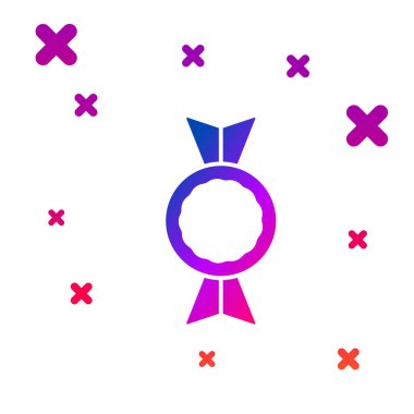 Beyaz arkaplanda izole edilmiş renkli Candy simgesi. Kademeli rastgele dinamik şekiller. Vektör.