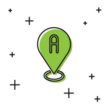 Siyah Harita iğne simgesi beyaz arkaplanda izole edildi. Navigasyon, işaret, konum, harita, GPS, yön, yer, pusula, arama konsepti. Vektör.