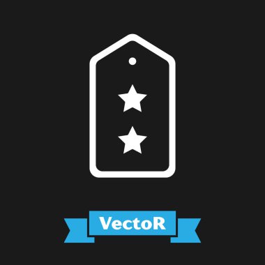 Beyaz Askeri rütbe simgesi siyah arkaplanda izole edildi. Askeri rozet işareti. Vektör.