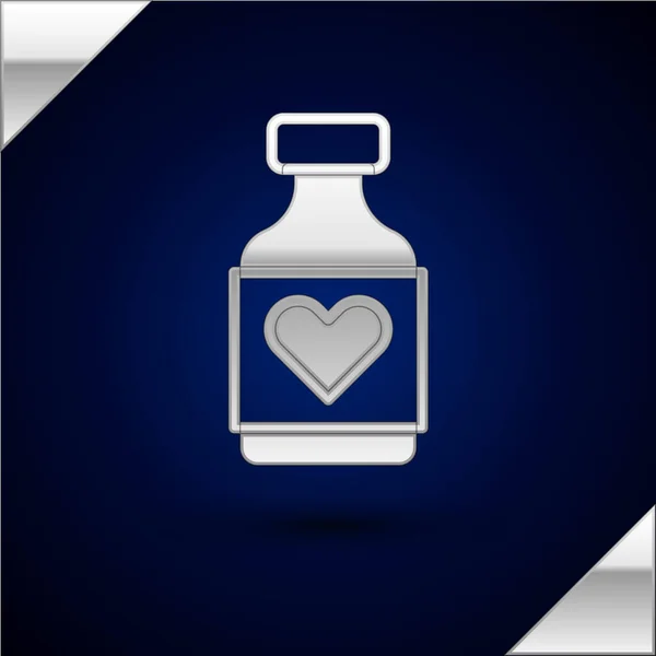 Silver Vitamin Complex Pill Capsule Icon Isolated Dark Blue Background — Stock Vector