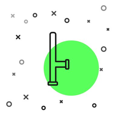 Siyah çizgi polis kauçuk çubuk simgesi beyaz arka planda izole edildi. Kauçuk copu. Polis yarasası. Polis ekipmanları. Vektör.