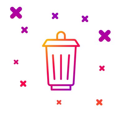 Beyaz arkaplanda renk çizgisi Çöp kutusu simgesi izole edildi. Çöp kutusu tabelası. Sepet simgesini geri dönüştür. Ofis çöpü ikonu. Kademeli rastgele dinamik şekiller. Vektör.