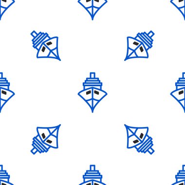 Çizgi Kargo gemisi simgesi beyaz arka planda izole edilmiş. Renkli taslak konsepti. Vektör.