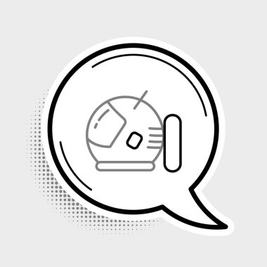 Çizgi astronot başlığı simgesi gri arkaplanda izole edildi. Renkli taslak konsepti. Vektör.