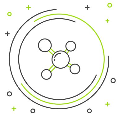 Molekül simgesi beyaz arkaplanda izole edildi. Kimya moleküllerinin yapısı, fen öğretmenlerinin yenilikçi eğitim posteri. Renkli taslak konsepti. Vektör.