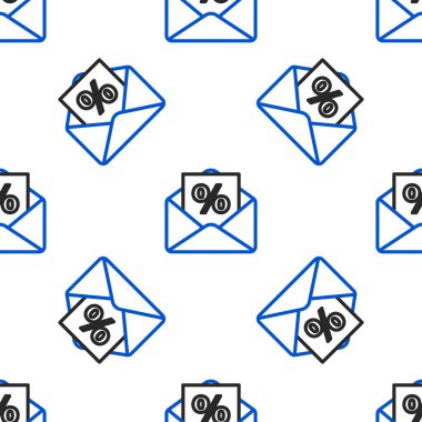 Satır Zarfı, mağaza simgesinden indirimli indirimle beyaz arkaplanda izole edilmiş pürüzsüz desen. Renkli taslak konsepti. Vektör.