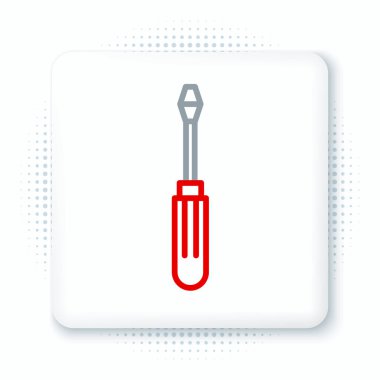 Çizgi Tornavida simgesi beyaz arkaplanda izole edildi. Servis aracı sembolü. Renkli taslak konsepti. Vektör.