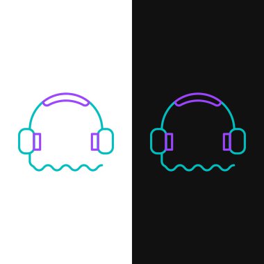 Hat Kulaklığı simgesi beyaz ve siyah arkaplanda izole edildi. Müşteri hizmetleri, yardım hattı, çağrı merkezi, faq, bakım. Renkli taslak konsepti. Vektör.