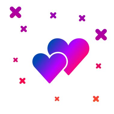 Renk Kalbi simgesi beyaz arkaplanda izole edildi. Romantik sembol, bağlanma, tutku ve düğün. Sevgililer Günü sembolü. Kademeli rastgele dinamik şekiller. Vektör.