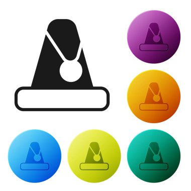 Siyah Noel Baba şapkası ikonu beyaz arka planda izole edilmiş. Mutlu Noeller ve mutlu yıllar. Simgeleri renk daire düğmelerine ayarla. Vektör.