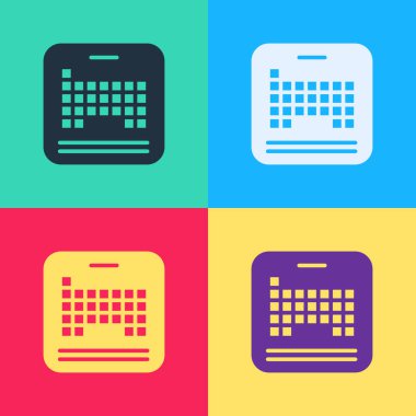 Elementler simgesinin Periyodik cetveli renk arkaplanında izole edildi. Vektör.