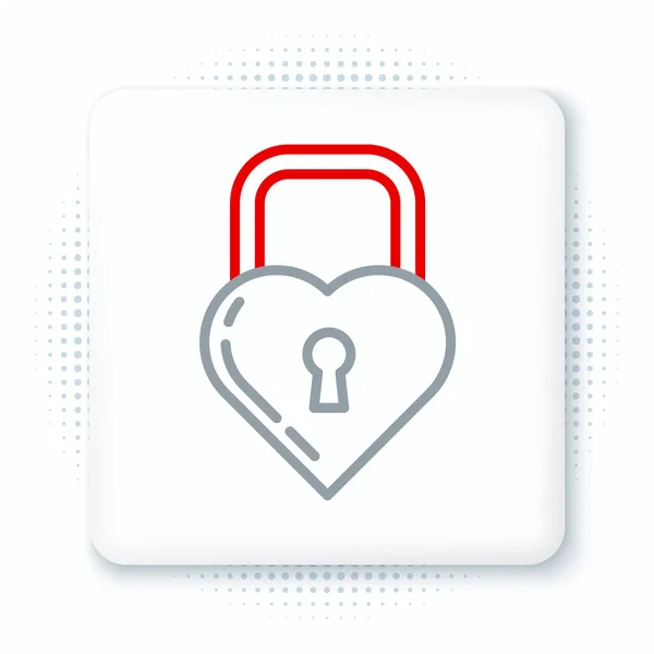 Γραμμή Κάστρο Σχήμα Εικόνας Καρδιά Απομονώνονται Λευκό Φόντο Κλειδωμένη Καρδιά — Διανυσματικό Αρχείο