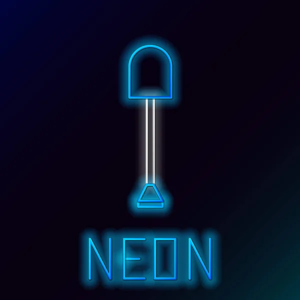Glødende Neon Line Skovl Ikon Isoleret Sort Baggrund Havearbejde Værktøj – Stock-vektor