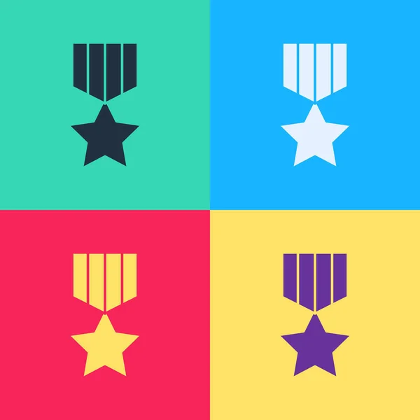 Pop Art Militarna Ikona Medalu Odizolowana Tle Koloru Znak Wojskowy — Wektor stockowy