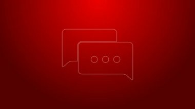 Yeşil çizgi konuşma balonu sohbet simgesi kırmızı arkaplanda izole edildi. İleti simgesi. İletişim ya da yorum sohbet sembolü. 4K Video hareketli grafik canlandırması